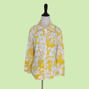 Clara Sun Woo Yellow White‎ Floral Zip Jacket XL
